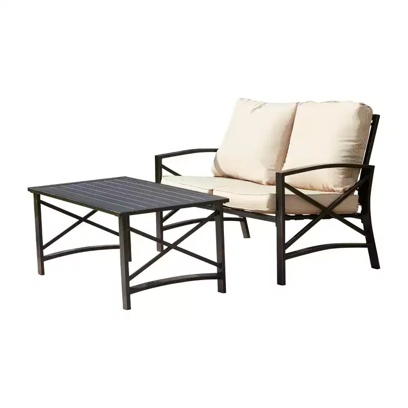 8pc Metal Frame Loveseat Patio Seating Set - Patio Festival: Weather-Resistant, UV-Protected Outdoor Ensemble