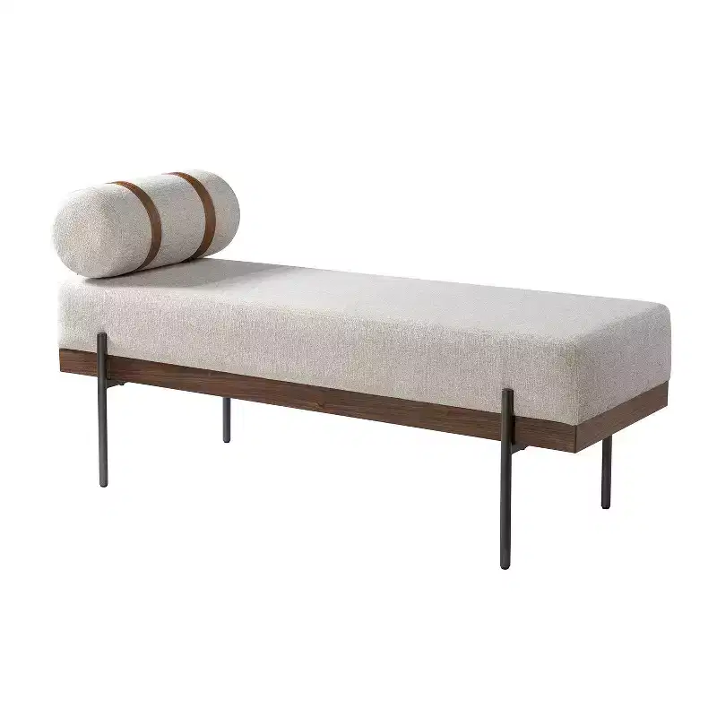 Entryway Bench with Removable Pillow, Industrial Style