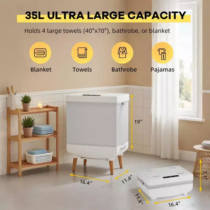 Towel Warmers for Bathrooms, Portable Electric Towel Heater with Heating & Drying Modes, Telescopic Rod, Heated Blanket Warmer Dryer for Home, Spa