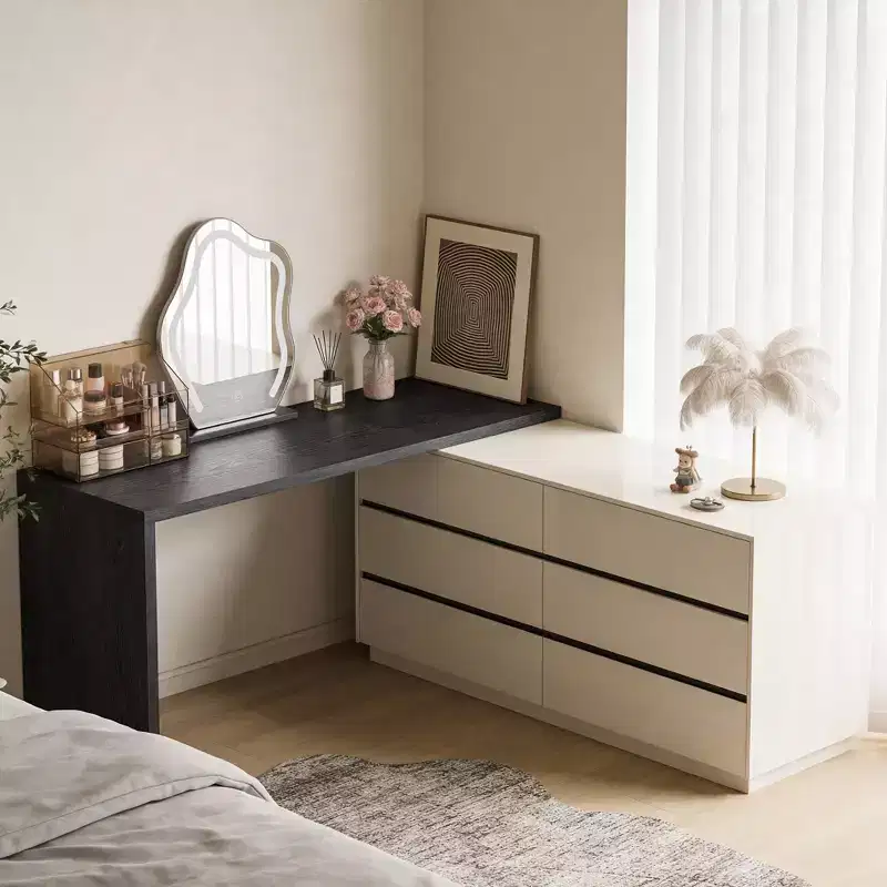Gaoyangjiaju Modern 60.43 inch Executive L-Shaped Desk with 6-Drawer Storage - Two-Tone Finish