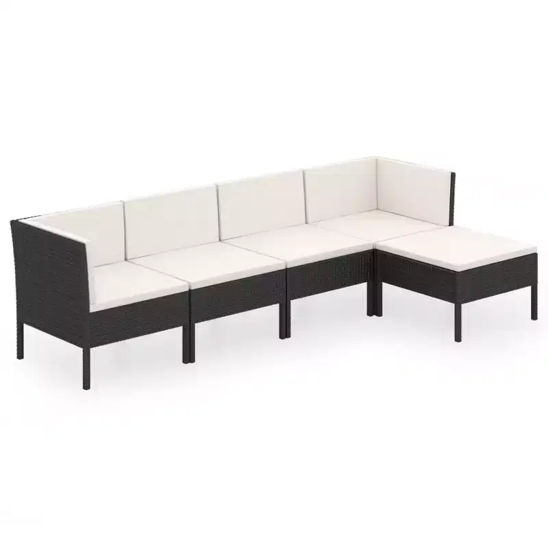 vidaXL Patio Lounge Set Outdoor Sectional Sofa Set Table Poly Rattan Black