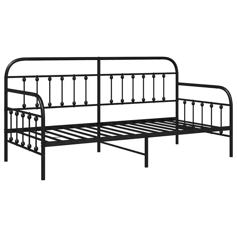 Steel Daybed Frame with Headboard - Black 39.4 x 78.7 without Trundle
