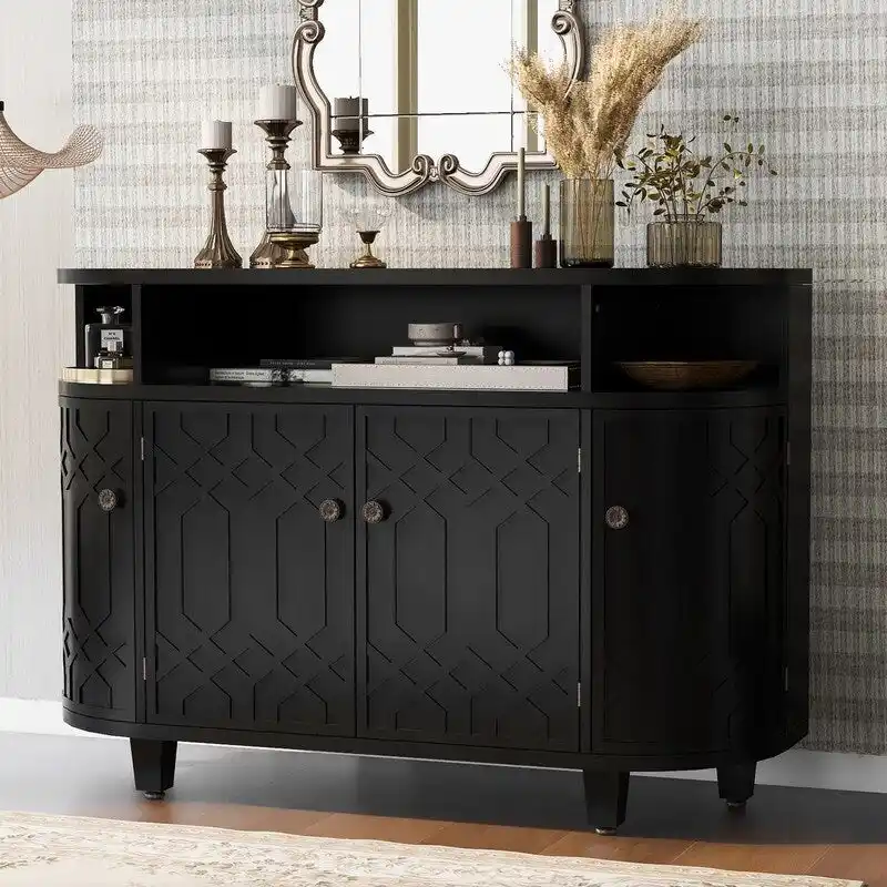 48W Storage Cabinet with Four Doors and Adjustable Shelves - N/A