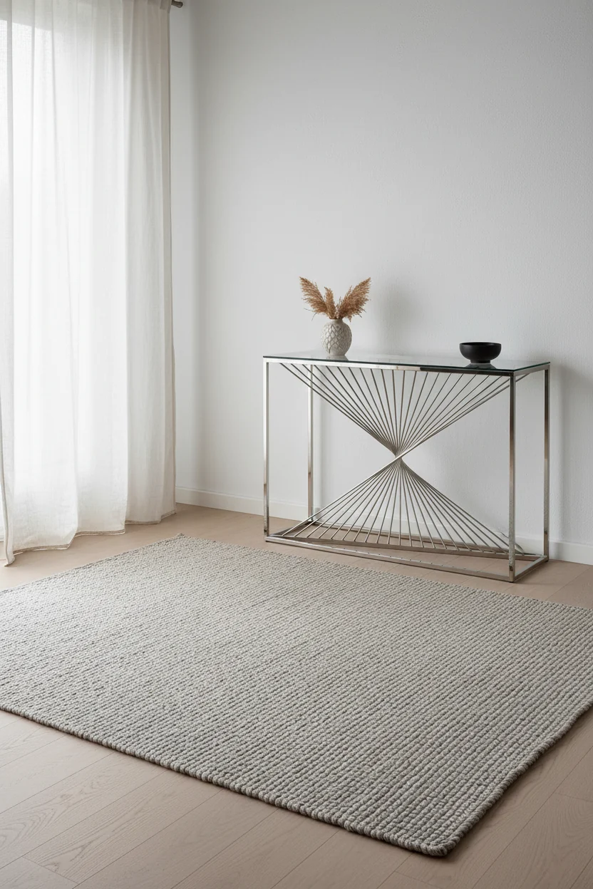 47 Modern Glass Top Sofa Table - Silver with Chrome Metal Base