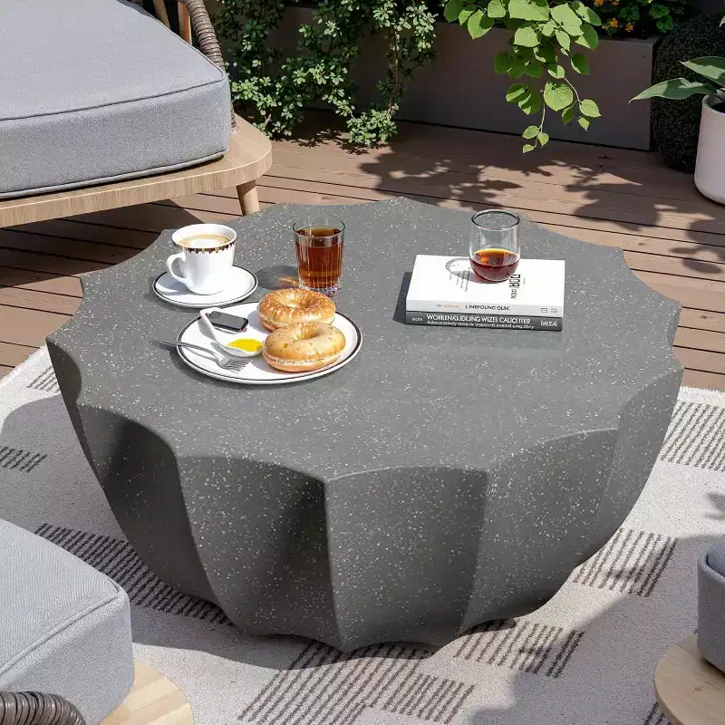 35 Outdoor Round Coffee Table Modern Stylish Design Waterproof & No Assembly Required Outdoor Coffee Table for Patio, Garden