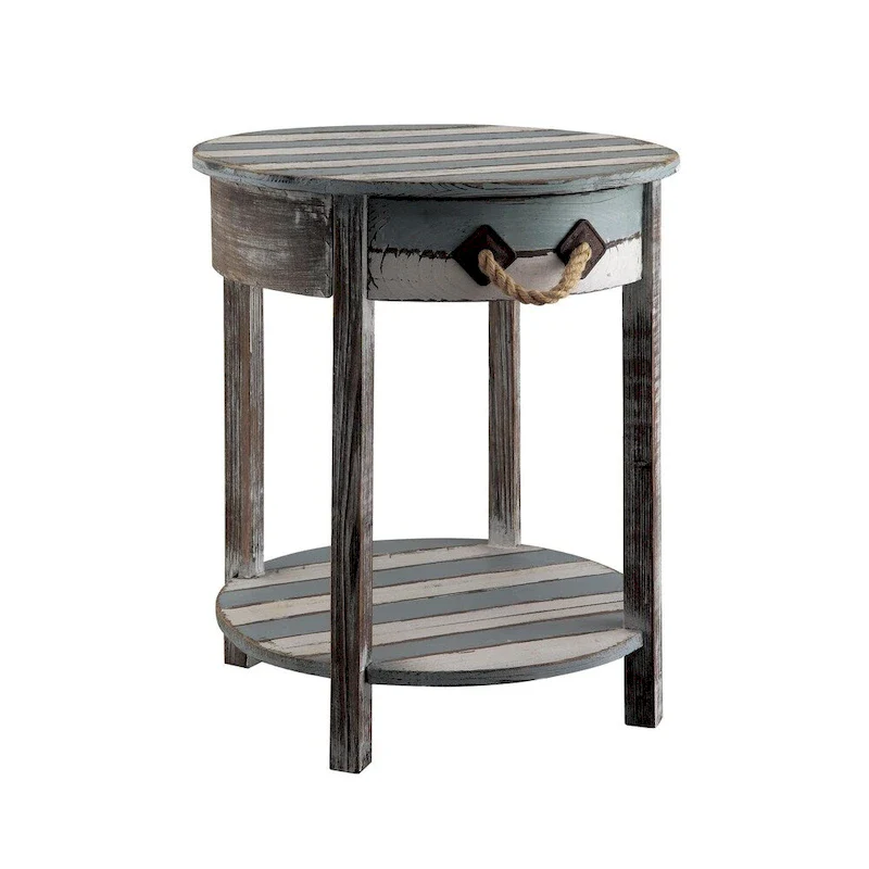 Weathered Wood 1-Drawer Accent Table, Rustic Farmhouse Style, Living Room End Table