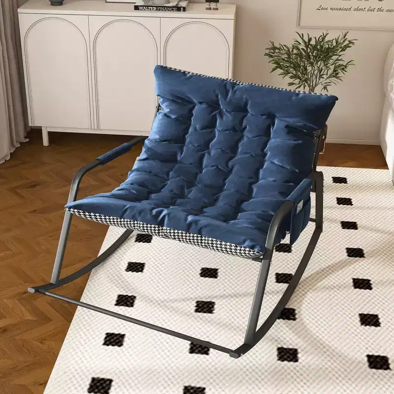 Rocking Chair with Storage, Cushions & ArmrestsAll-Season Ergonomic Lounge Chair, Breathable Comfort for Bedroom, Living Room, Patio, Garden