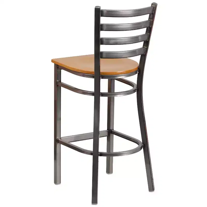 2 Pack Clear Coated Ladder Back Metal Restaurant Barstool