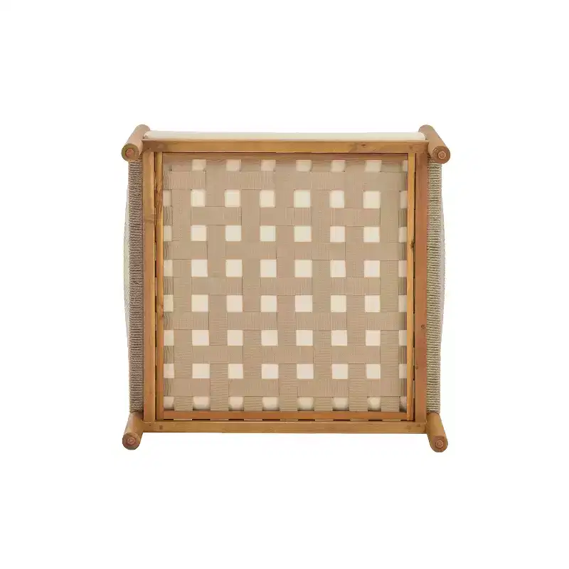 Christopher Knight Home Bradley Patio Modern Acacia Wood Club Chair Woven Rope Panels and Cushions