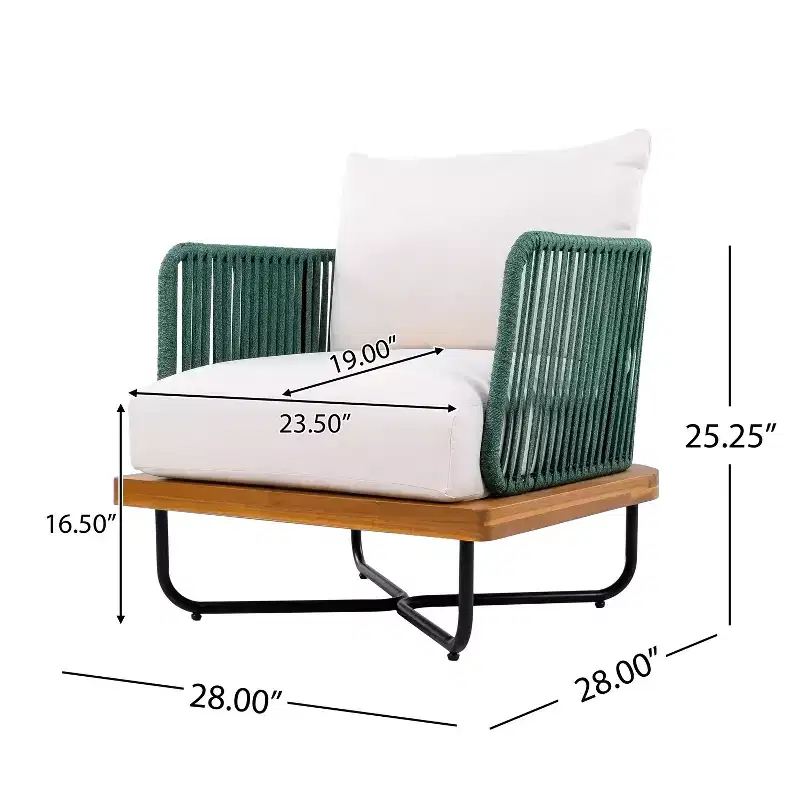 Christopher Knight Home Ivan Rope Woven Acacia and Iron Frame Club Chairs (Set of 2)