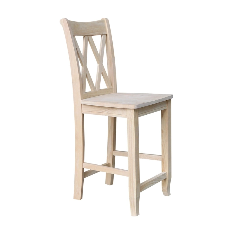 International Concepts Unfinished Double X-back Stool