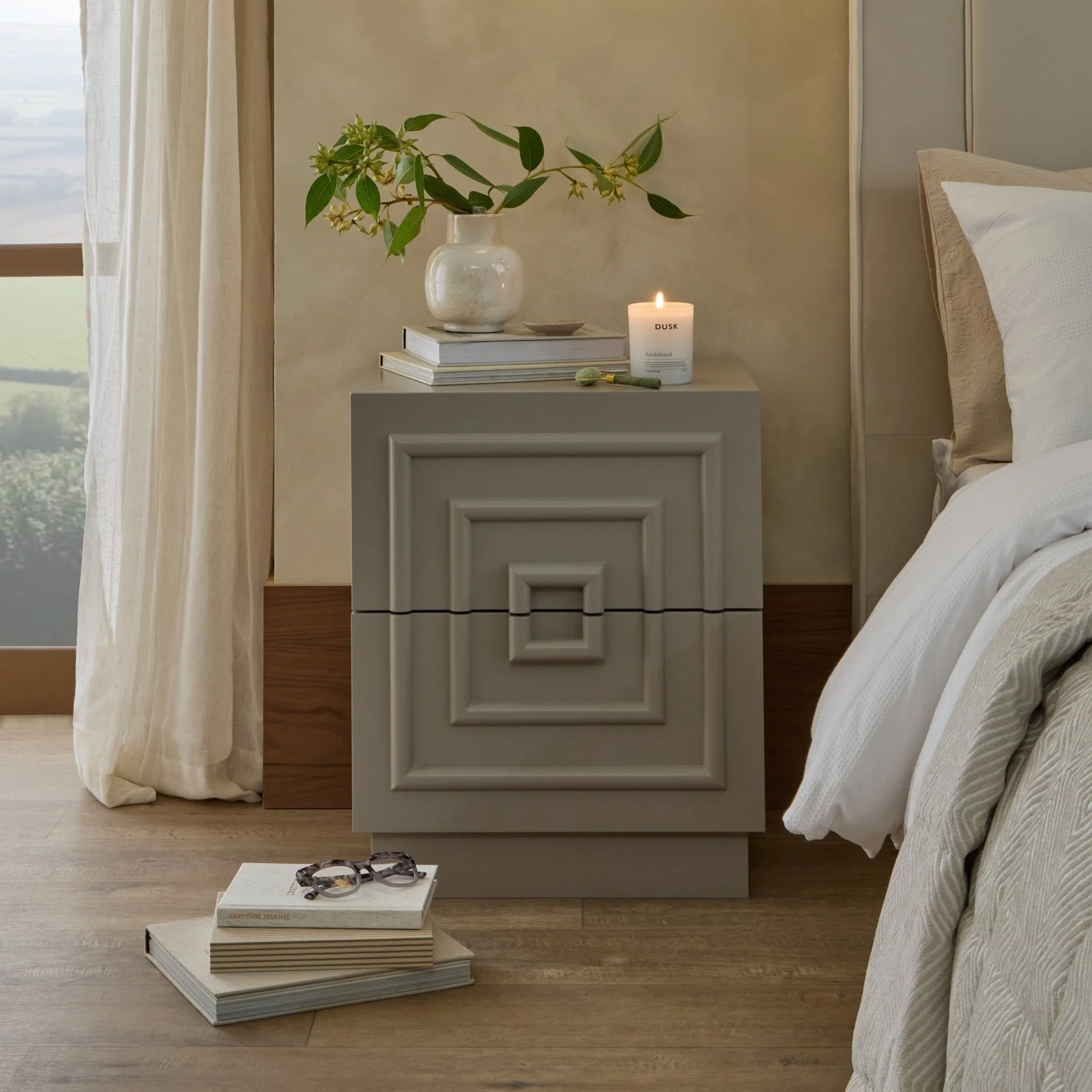 2 Drawer Bedside Table - Taupe