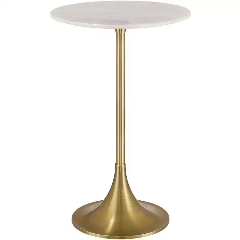Studio 55D Studio 55 Mesita 24 End Table White Marble Top with Gold Finish Base