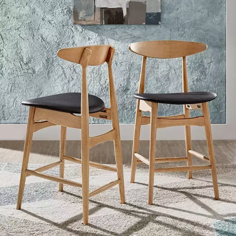 Cortland Counter Stool - Set of 2 - Natural/Black - iNSPIRE Q