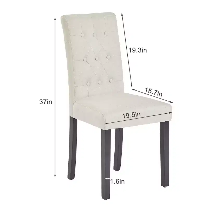 Upholstered Dining Chairs Set of 2/4/6 Button Tufted High Back Chairs Padded Seat & Rubber Wooden Legs Dining Room Chairs Coffee/Beige/Gray
