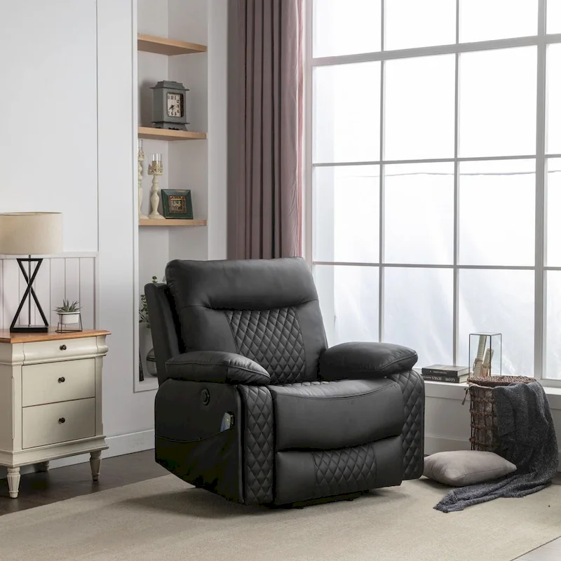 Modern Leather Power Reclining Heated Massage Chair for Elderly