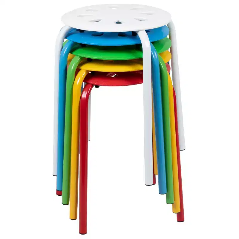 Flash Furniture Plastic Nesting Stack Stools, 17.5Height (5 Pack)