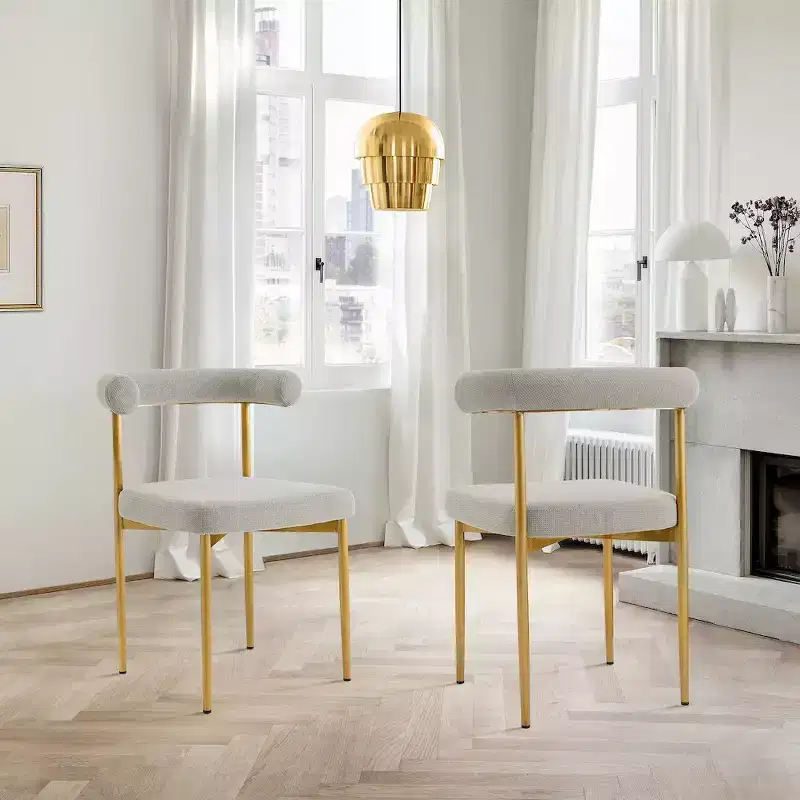 Upholstered Dining Chair with Stainless Steel Frame