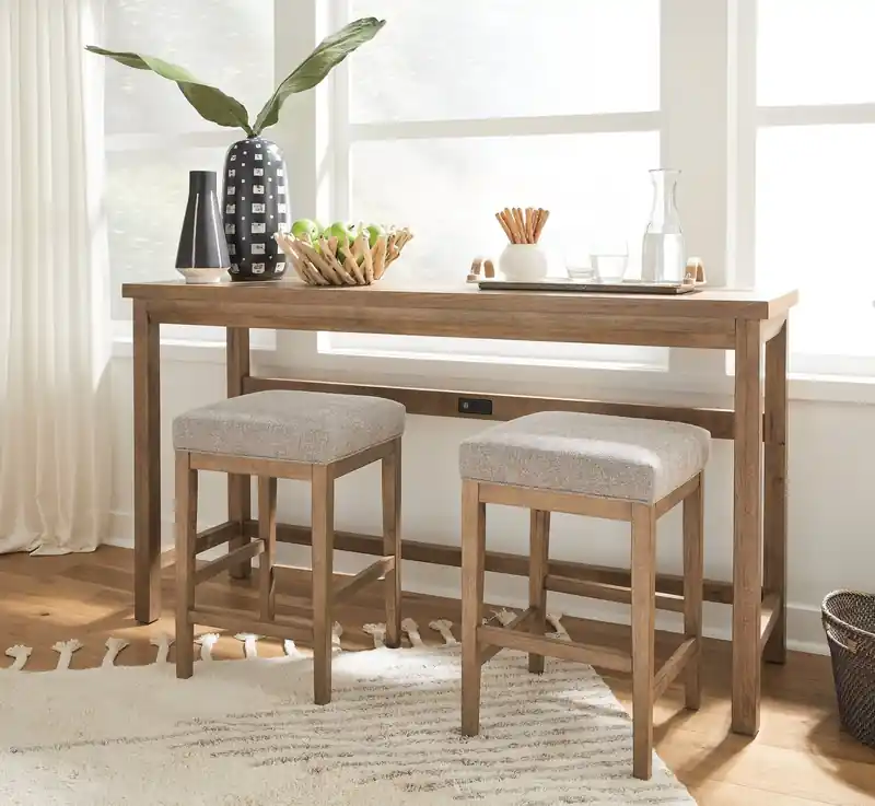 66 Modern Sofa Table with Shelf - Light Brown Oak