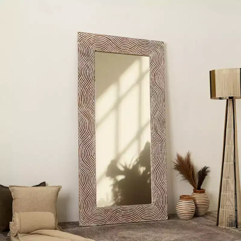 Retro 72 Solid Wood Handcarved Rectangle Full Length Mirror