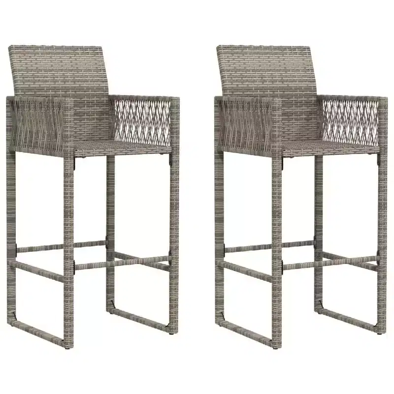 vidaXL Garden Bar Stool PE rattan, powder-coated steel, 100% polyester