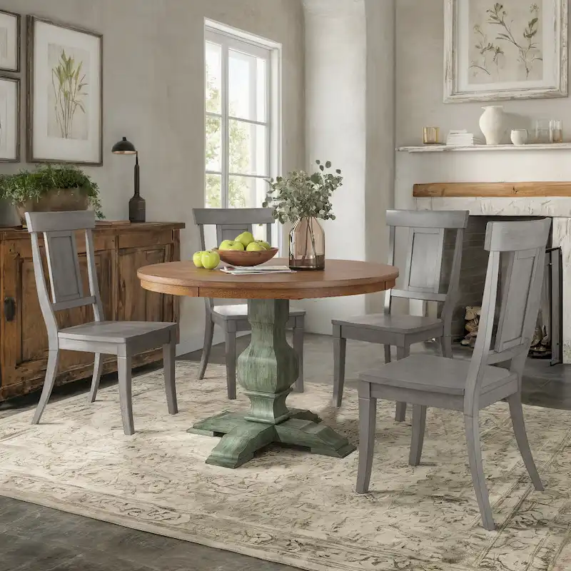 Ronda 45 Round Solid Wood Top Dining Set with Panel Back Chairs