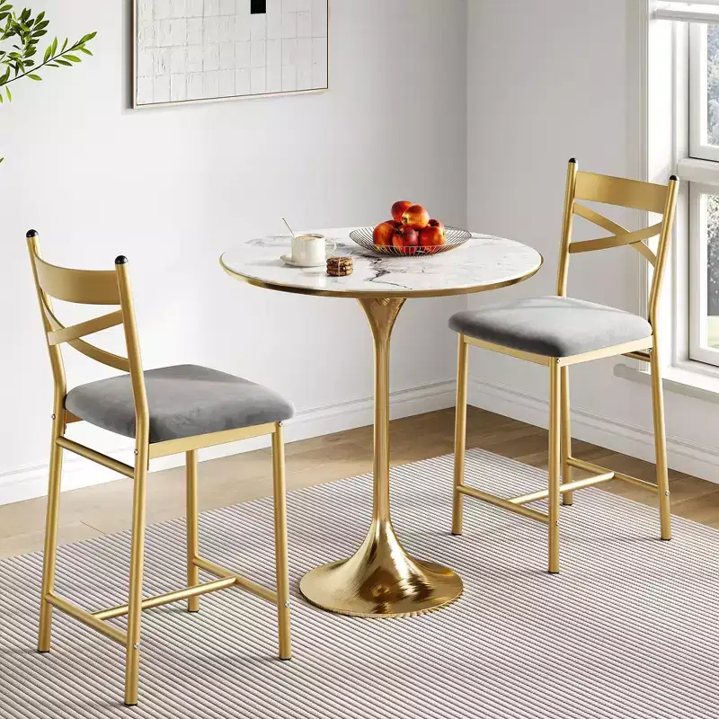 Whizmax Bar Stools Set of 2/4, Upholstered Bar Chairs with Back, Thick Cushion, Counter Height Barstools for Kitchen Island Apartment Counter Bar