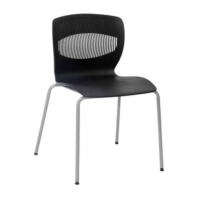 Flash Furniture HERCULES Series Commercial Grade 770 lb. Capacity Ergonomic Stack Chair with Lumbar Support and Steel Frame