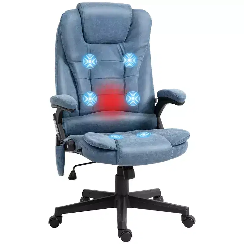 High-Back Massage Office Chair, Heated Reclining Computer Chair With Remote