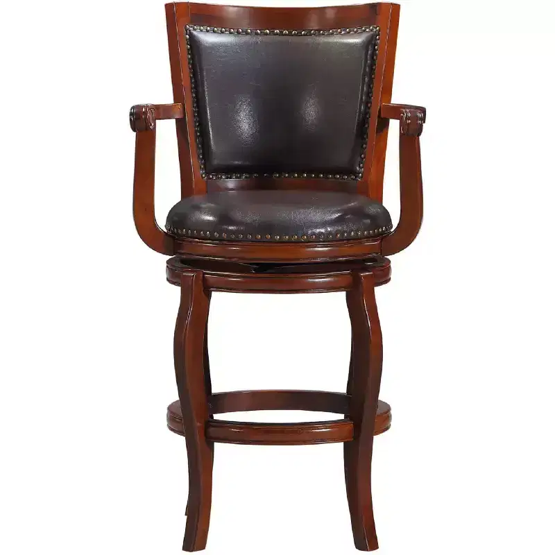 Jones Swivel Barstool Cherry/Brown - Boraam: Upholstered, Hardwood Frame, Fixed Height 29.5"