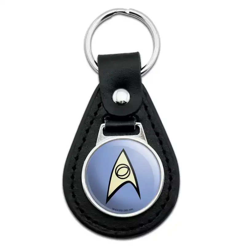 Star Trek Science Shield Black Leather Keychain