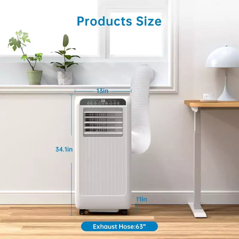 8000BTU Portable Air Conditioner with Efficient Cooling, Compact and Lightweight Design for Easy Portability, Ideal for Small to Medium Rooms