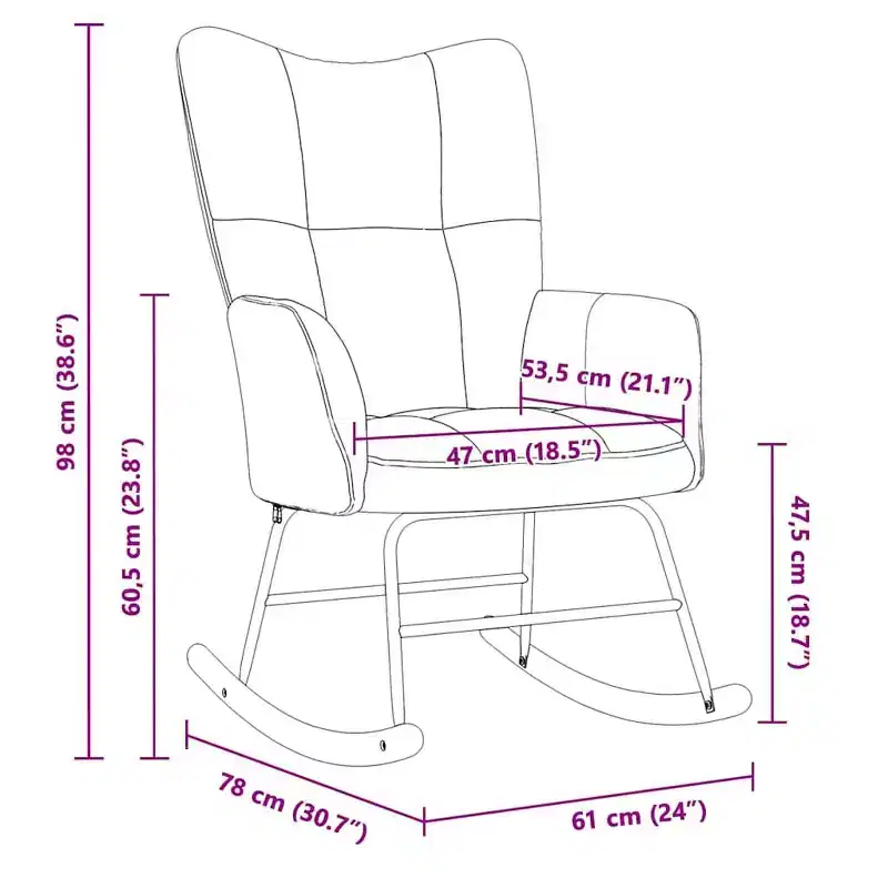Rocking Chair Accent Side Chair Padded Seat for Living Room Velvet - Dark Gray Without Footrest