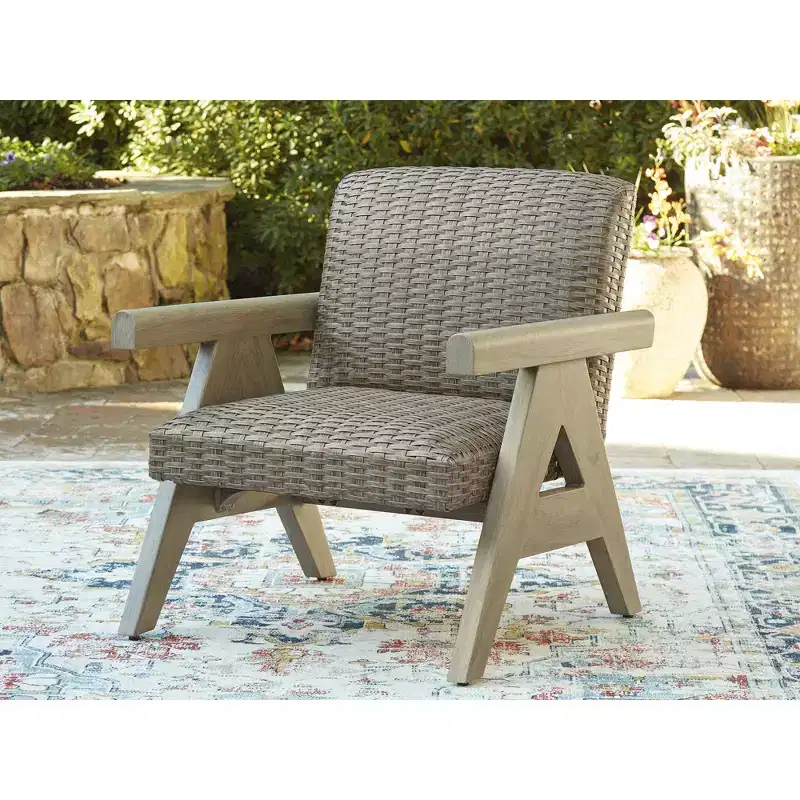 Signature Design by Ashley Haven Retreat Rocking Lounge Chair with Rust Resistant Frame and Foam Cushion, Beige