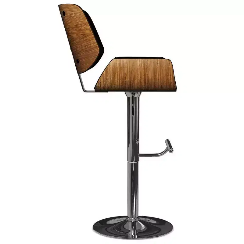 WyndenHall Maren Adjustable Swivel Bar Stool Black: Mid-century Modern, Faux Leather, Metal Legs