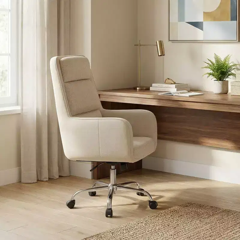 Adjustable Office Chair with 360 Swivel, Premium Chenille Upholstery, Spring-Foam Cushion, and Quiet Rollerblade Casters