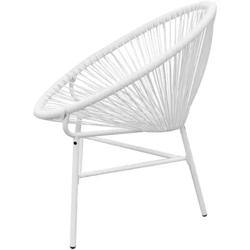vidaXL Garden Chair White PE Rattan, Powder-Coated Steel Medium Tough