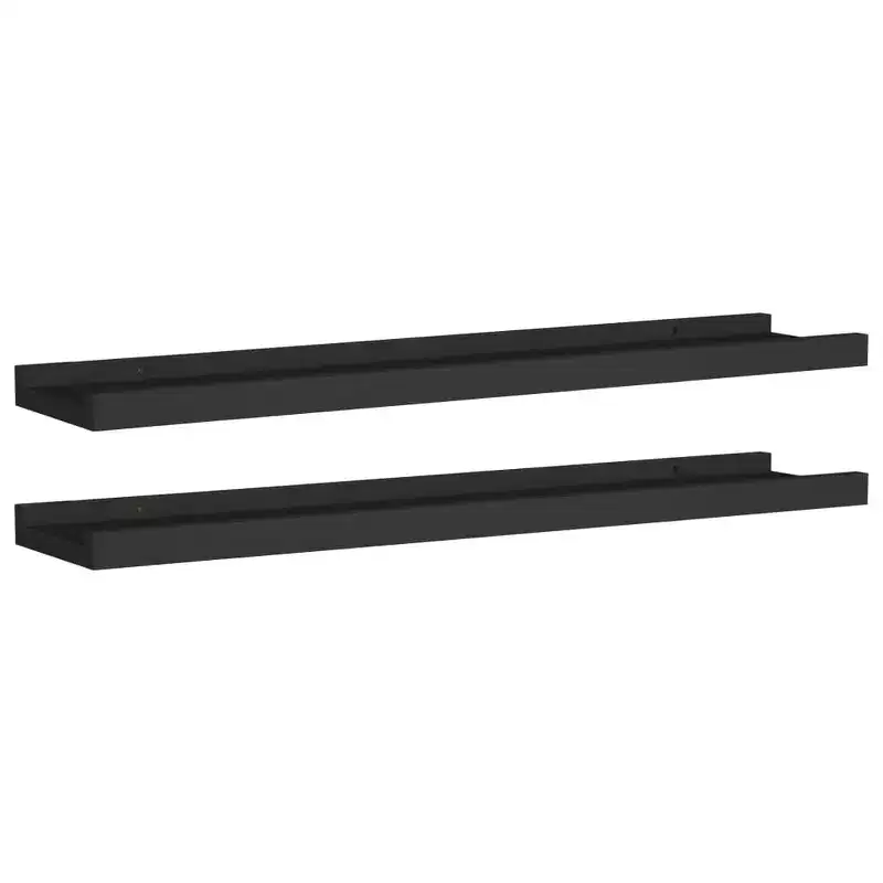 Frame Ledge Shelf Set of 2 Black MDF 23.6 in Storage