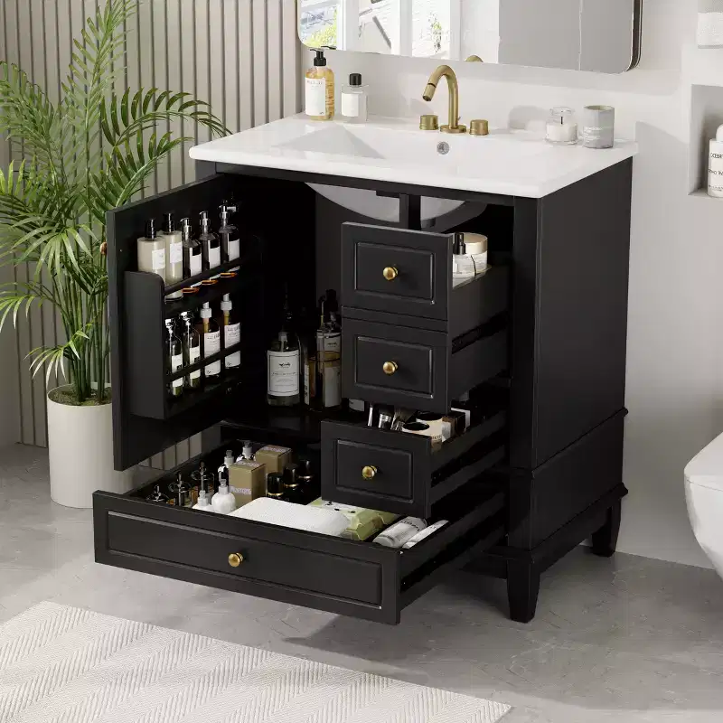 30 Bathroom Vanity Sink Combo, Bathroom storage Cabinet with Drawers and Shelf, Single Sink Bathroom Vanity
