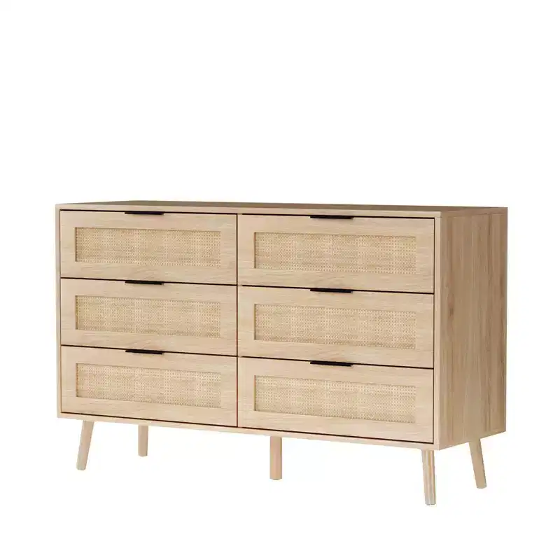Karl Home 6-Drawer Beige MDF (Medium-Density Fiberboard) 47.24in. W Chest of Drawer