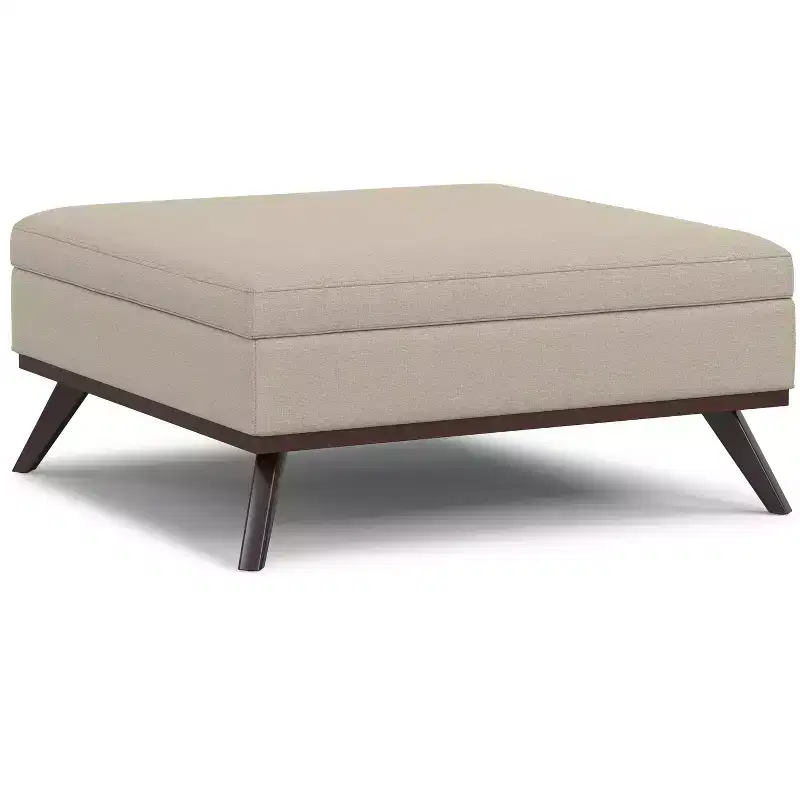 40 Inch Wide Mid-Century Modern XL Square Coffee Table Storage Ottoman
