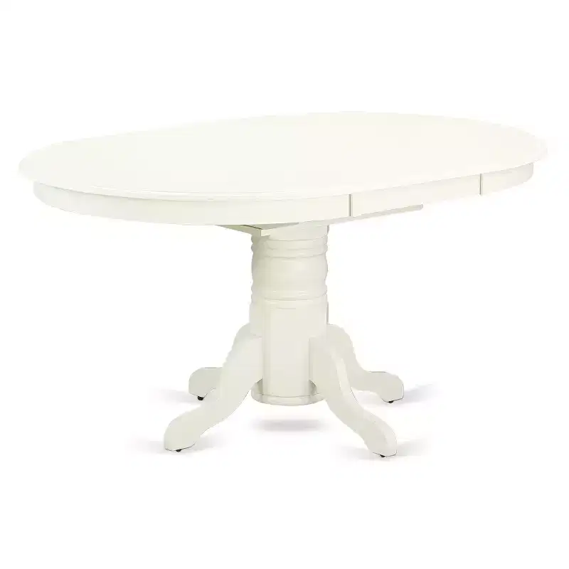 HomeStock Belmont 7 Pc Dining set with a Kitchen Table and 6 Wood Seat Kitchen Chairs in Linen White