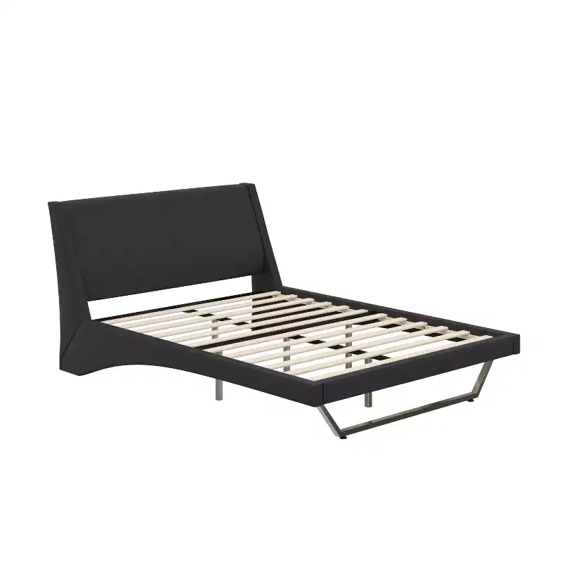 Queen/King Size Upholstered Bed Frame Pu Leather Platform Bed Frame with Trapezoidal-Shaped Leg - ModernLuxe