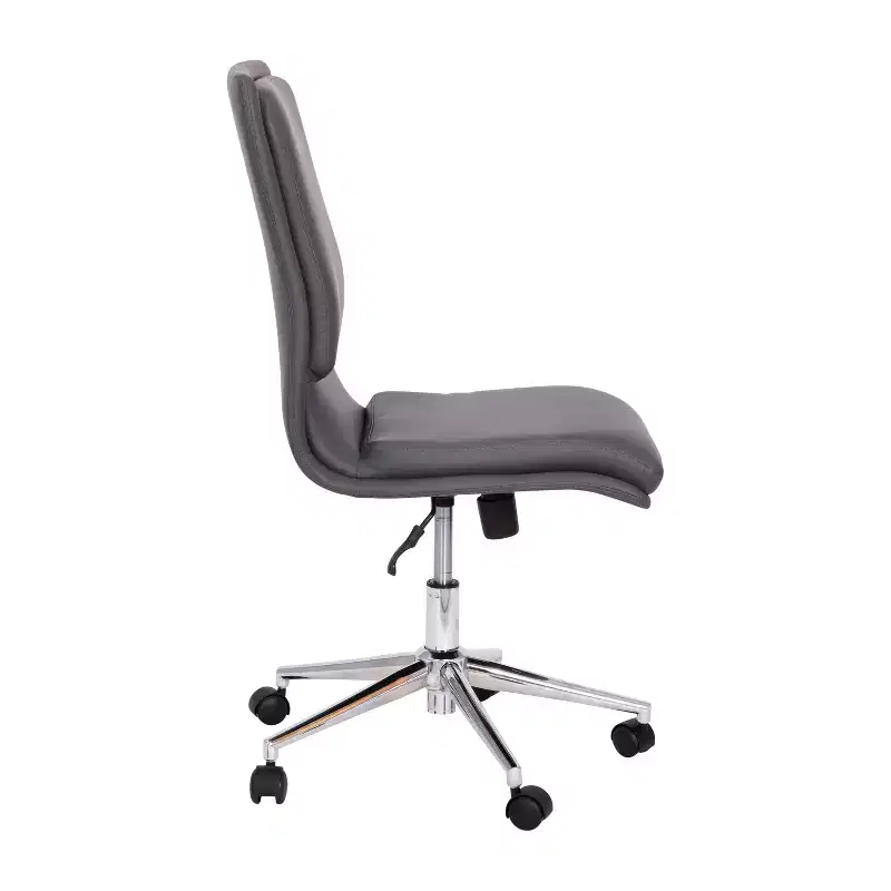 Mid-Back Armless Swivel Task Office Chair Bonded Leather Adjustable Metal Base
