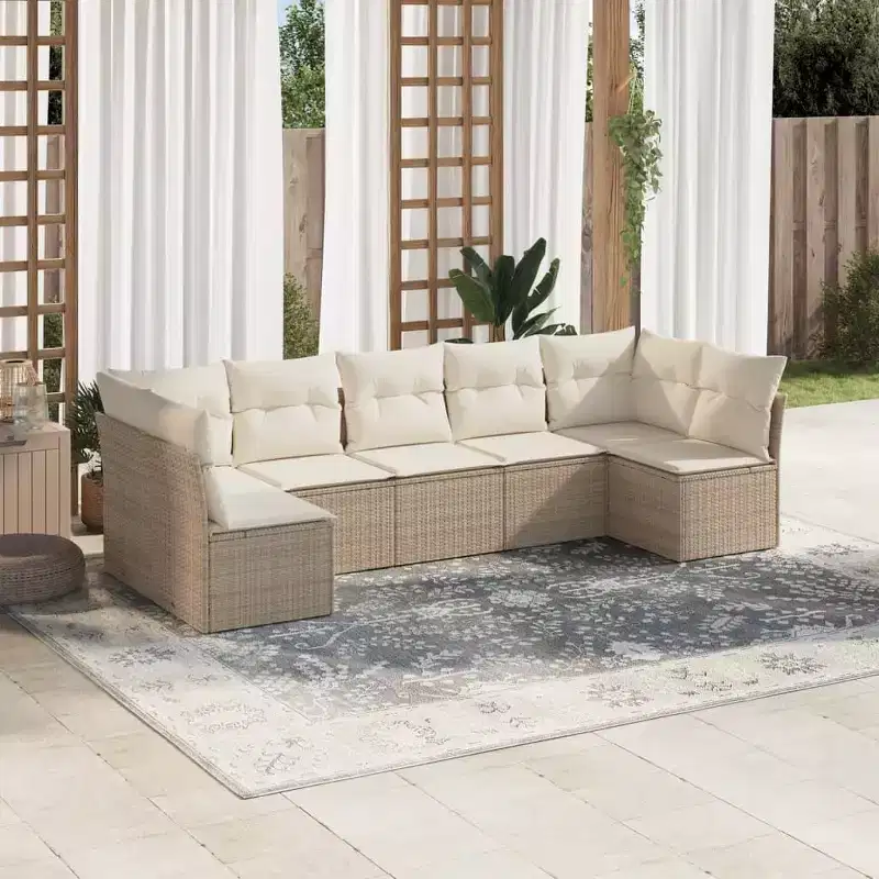vidaXL Modular Garden Sofa Set with Cushions and Table