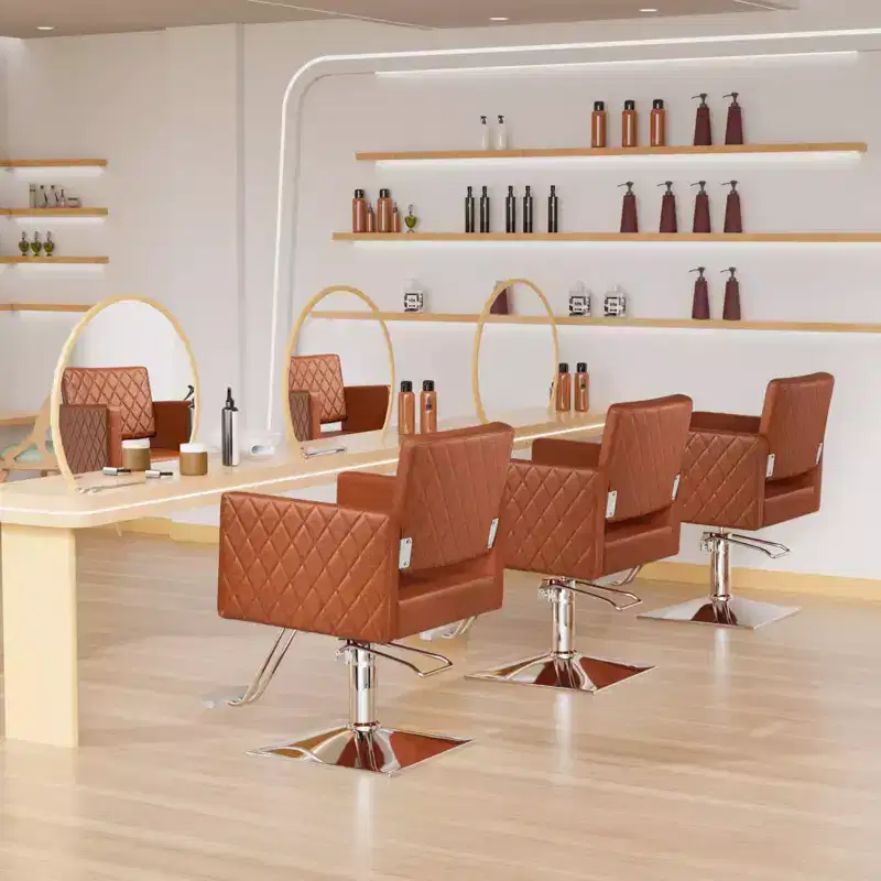 Heavy Duty Hydraulic Wide Seat Hair Stylist Salon Chair Brown