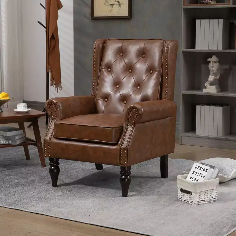 Okak Modern Upholstered Arm Accent Chair with Sturdy Wood Legs,Comfy Lounge Chair for Living Room,Bedroom