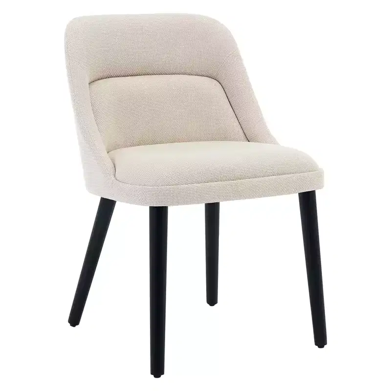 Upholstered Dining Chairs 2pcs, Mid-Century Accent, Padded Linen Fabric, Sturdy Wood Legs,for Kitchen, Dining Room, Living Room, Restaurant, Beige