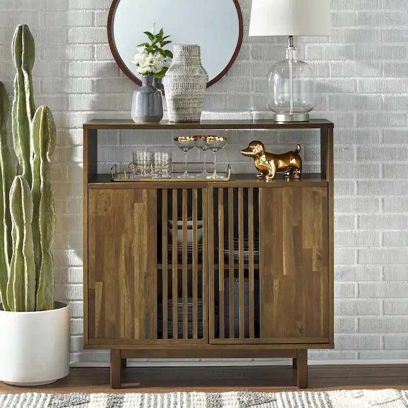 Vally 6-Door Natural Mango Wood Sideboard Buffet