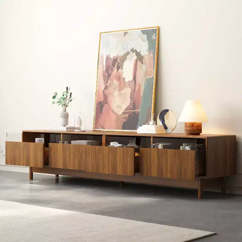 TV Stand 78-Inch, Fits TVs up to 85, Modern Entertainment Center with Drawers, Glass Drawer TV Console for Bedroom, Living Room